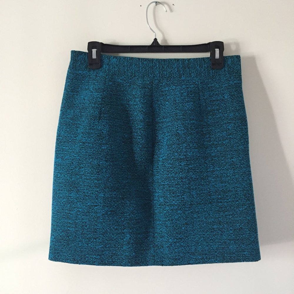 Proenza Schouler Tweed Turquoise Blue Wool Blend Mini Skirt 8